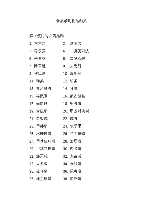 食品禁用物品种类