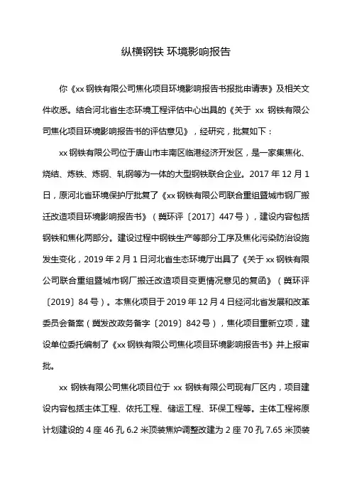 纵横钢铁 环境影响报告