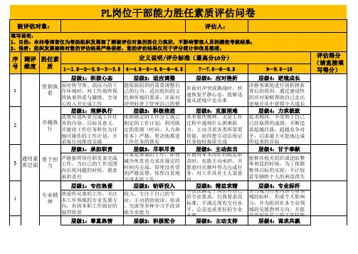 管理干部能力素质模型能力胜任评估问卷