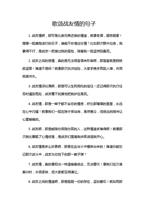 歌颂战友情的句子