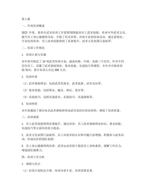 武术培训年度报告总结(3篇)
