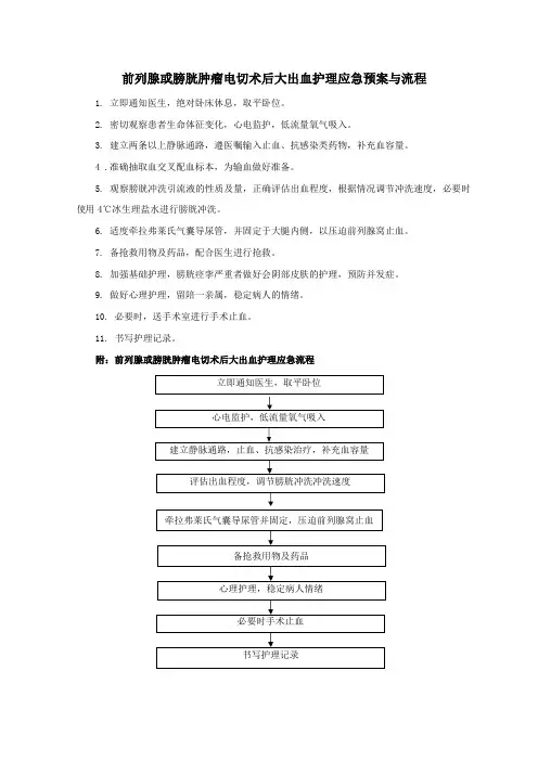 前列腺或膀胱肿瘤电切术后大出血护理应急预案与流程