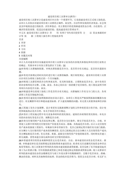 建设项目竣工决算(财务)审计