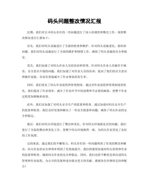 码头问题整改情况汇报