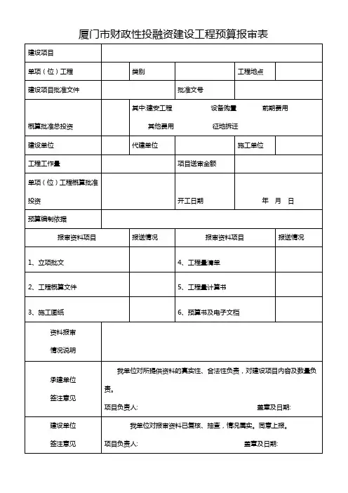 预算报审表