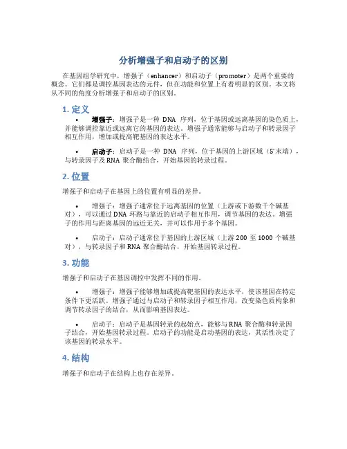 分析增强子和启动子区别