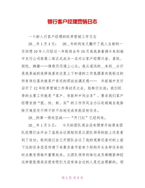 银行客户经理营销日志
