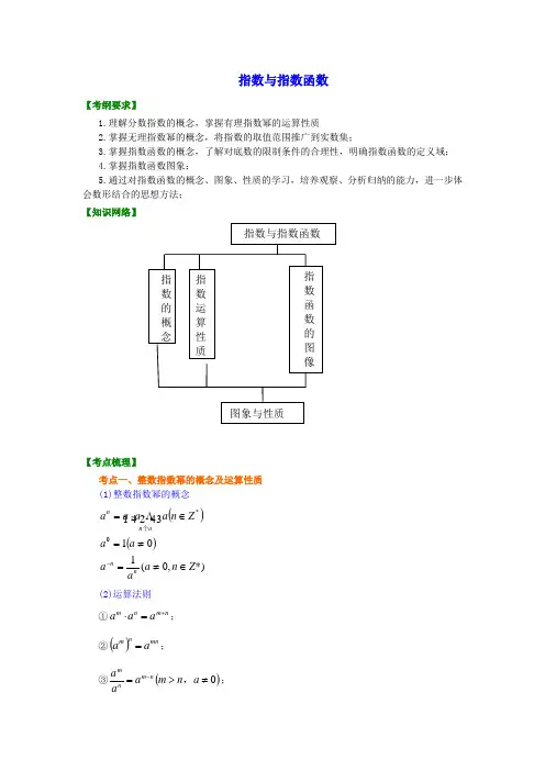 北京四中2014年高考数学总复习知识梳理教案：7指数与指数函数