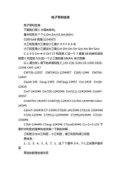 电子琴和弦表