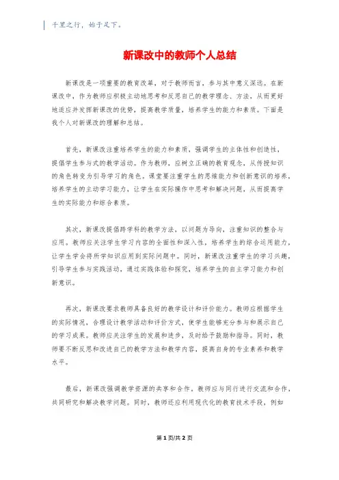 新课改中的教师个人总结