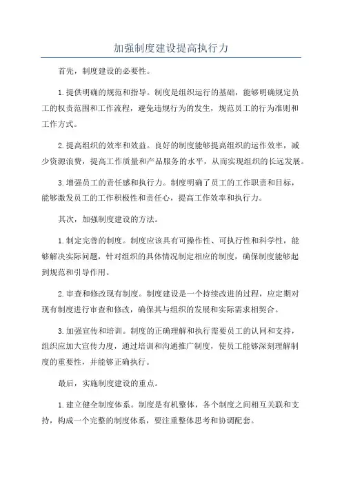 加强制度建设提高执行力