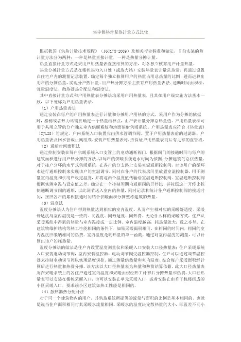 集中供热常见热计量方式比较