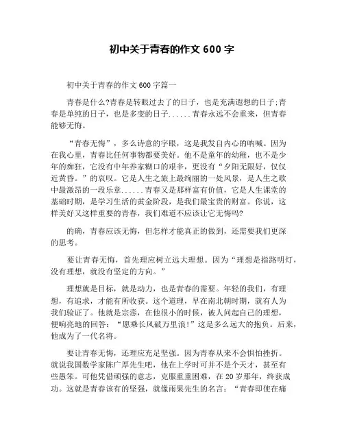 初中关于青春的作文600字