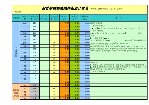水管保温计算公式