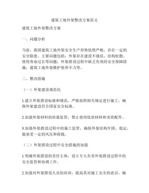 建筑工地外架整改方案范文