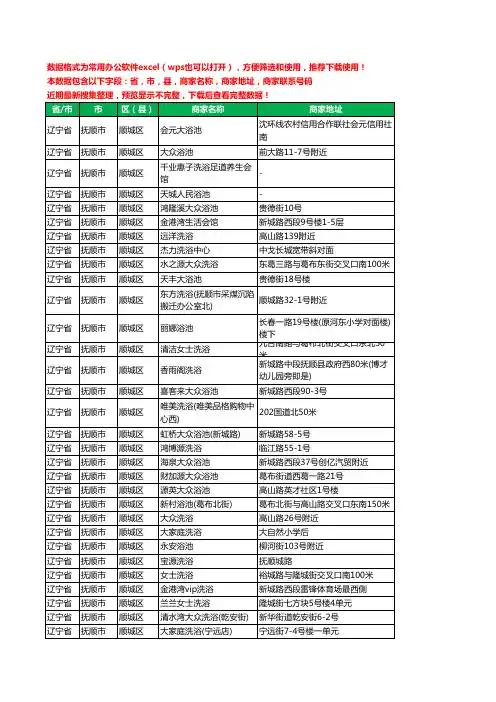 2020新版辽宁省抚顺市顺城区洗浴工商企业公司商家名录名单黄页联系电话号码地址大全115家