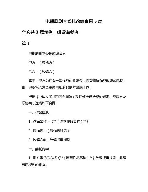 电视剧剧本委托改编合同3篇