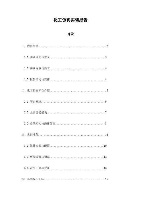 化工仿真实训报告