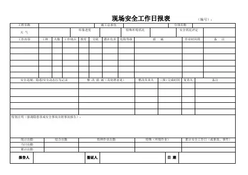 安全工作日报表