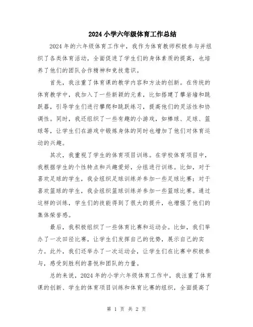 2024小学六年级体育工作总结
