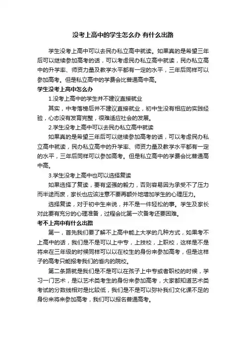 没考上高中的学生怎么办有什么出路