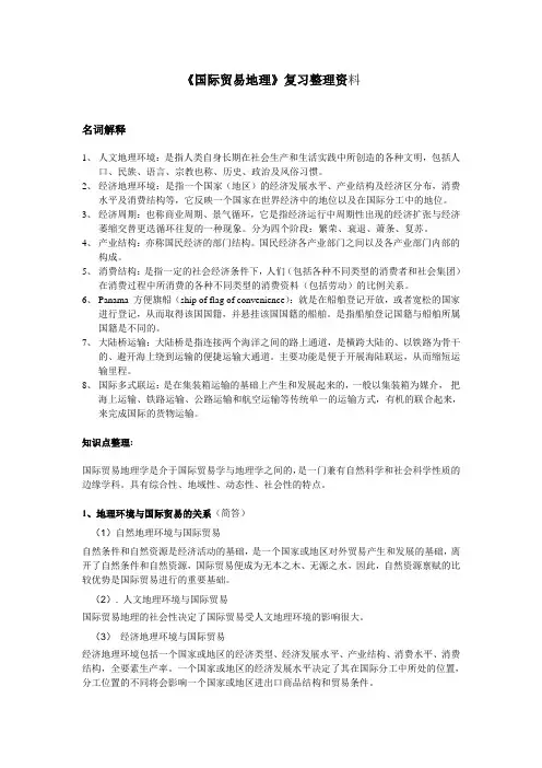 国际贸易地理复习A