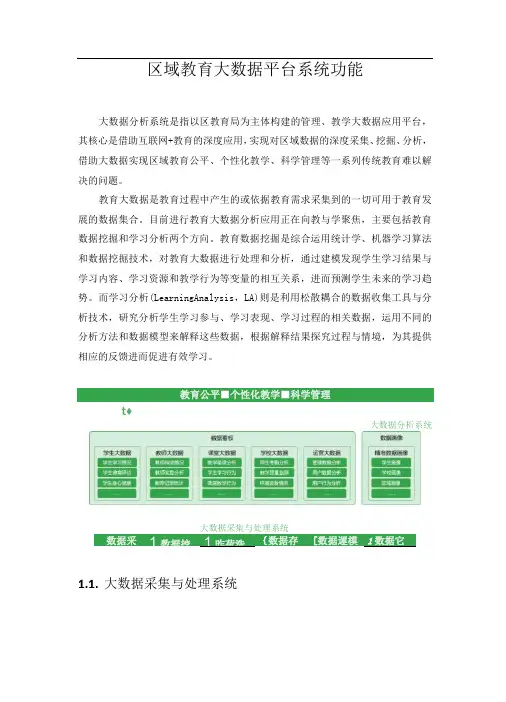 区域教育大数据平台系统功能