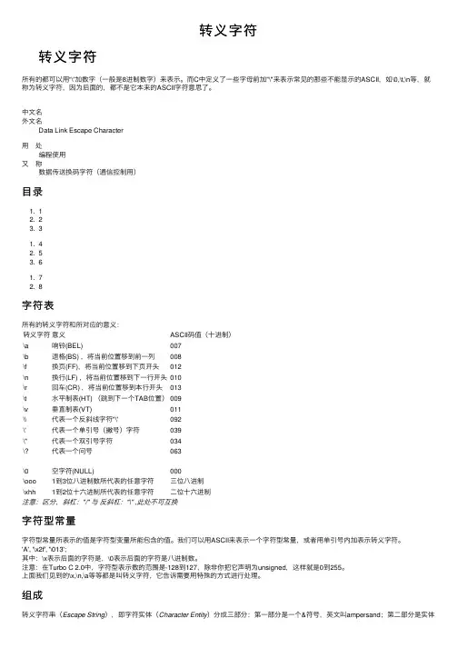 转义字符——精选推荐