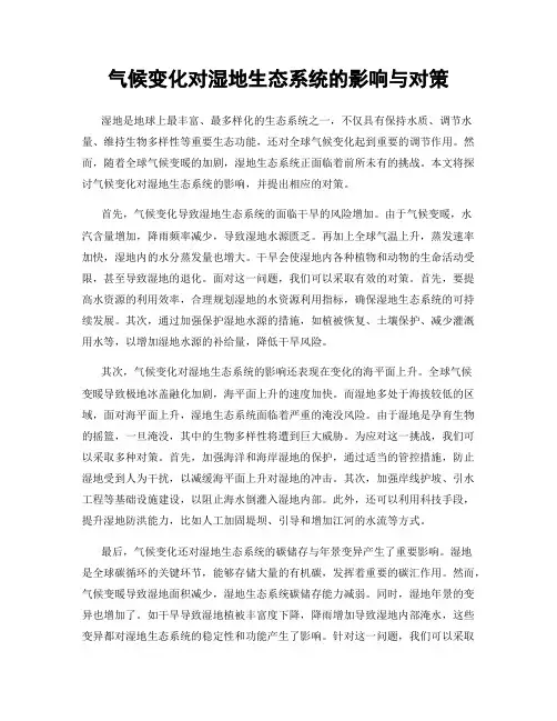 气候变化对湿地生态系统的影响与对策
