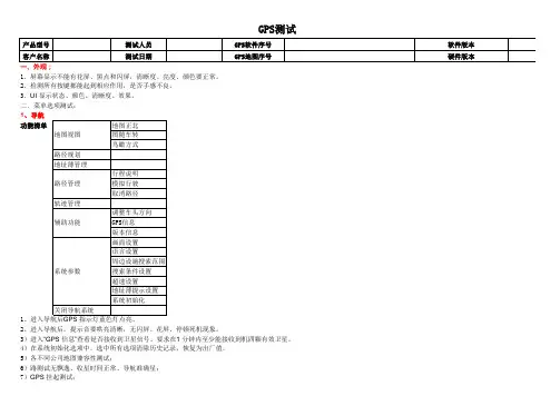 GPS导航仪测试用例