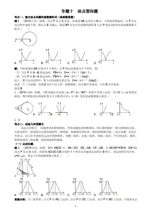 中考动点问题经典题型归类总结附答案