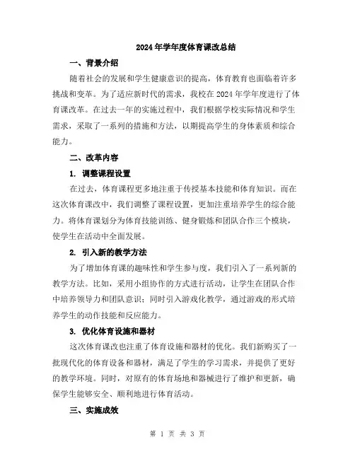 2024年学年度体育课改总结