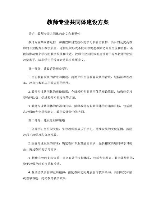 教师专业共同体建设方案