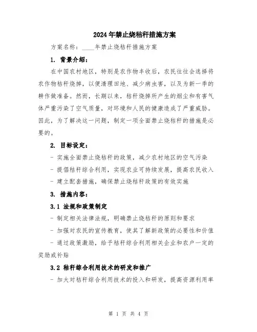 2024年禁止烧秸秆措施方案