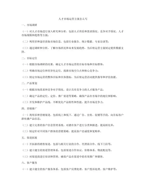 人才市场运营方案怎么写