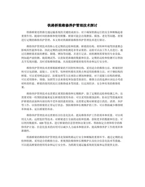 铁路桥梁维修养护管理技术探讨