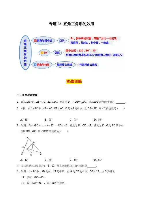 专题06 直角三角形的妙用(原卷版)