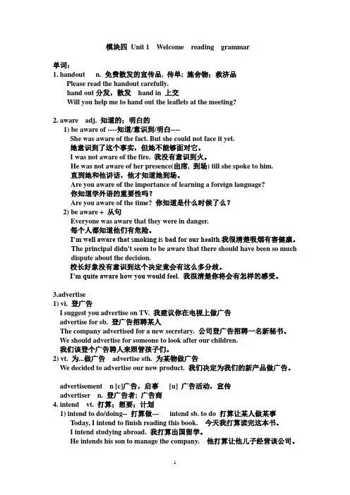 模块4Unit 1知识点讲解