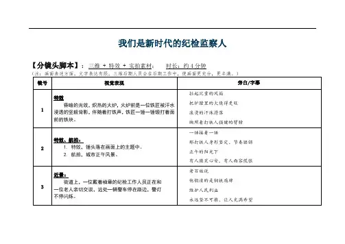 纪检监察宣传片分镜脚本