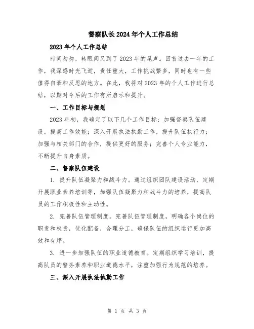 督察队长2024年个人工作总结