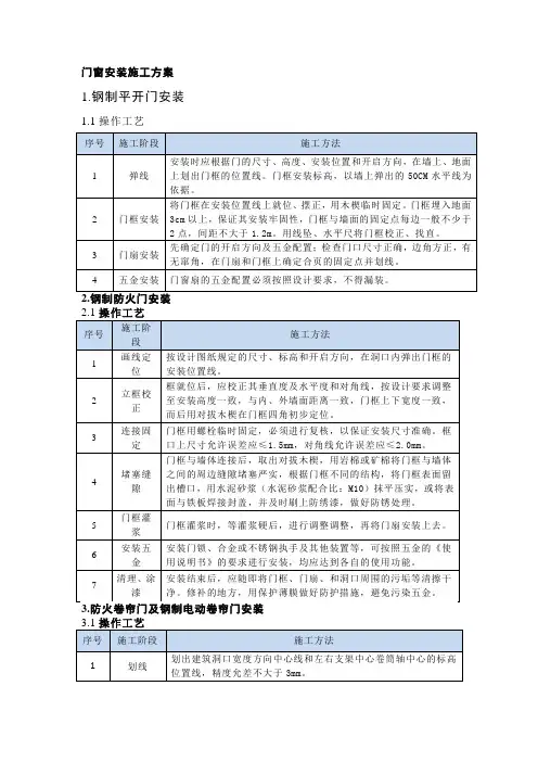 门窗安装施工方案