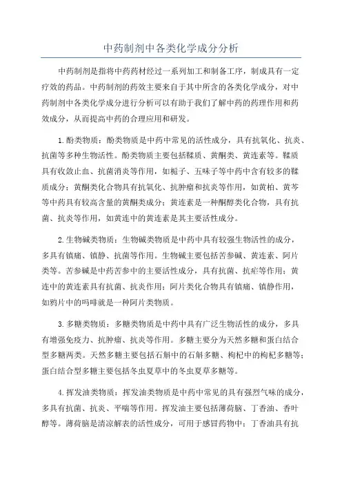 中药制剂中各类化学成分分析