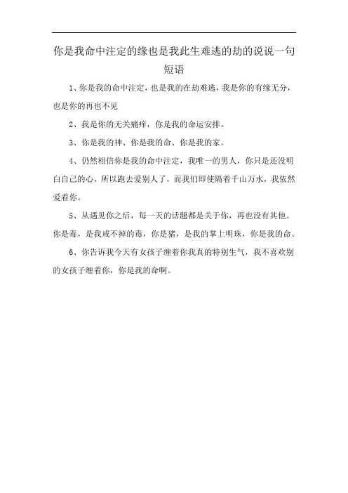 你是我命中注定的缘也是我此生难逃的劫的说说一句短语