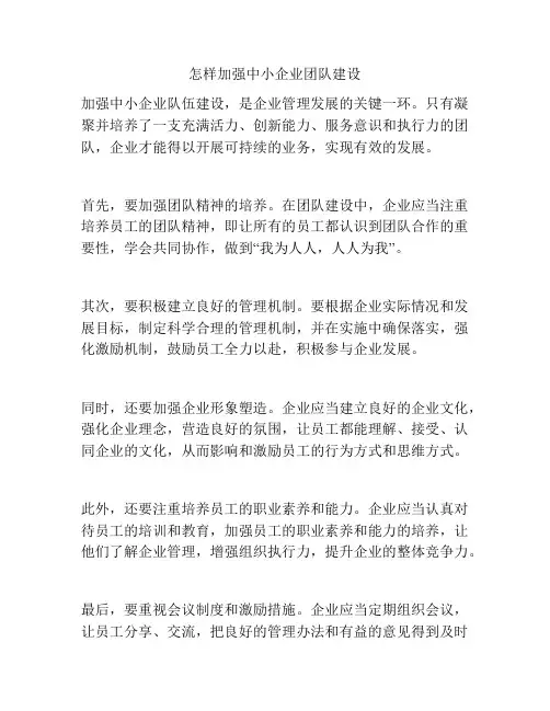 怎样加强中小企业团队建设
