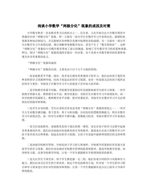 浅谈小学数学“两极分化”现象的成因及对策