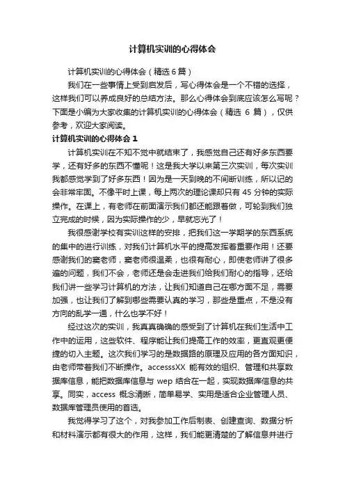 计算机实训的心得体会（精选6篇）