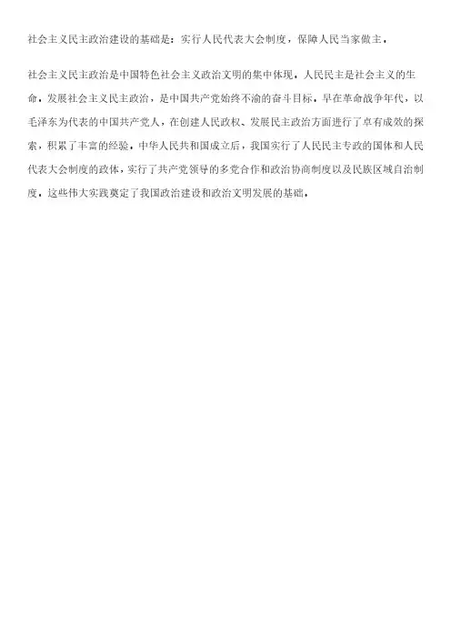 社会主义民主政治的基础