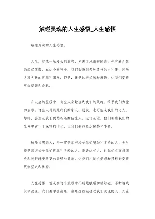 触碰灵魂的人生感悟_人生感悟