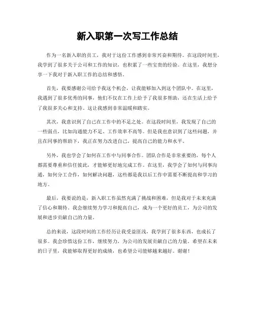 新入职第一次写工作总结