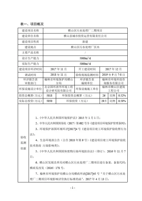 环评报告公示：横山污水处理二期验收监测报告（固废）0.pdf